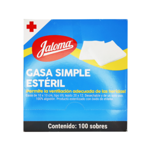 Gasa Simple Esteril 10x10cm Jaloma, 1 de 100 unidades